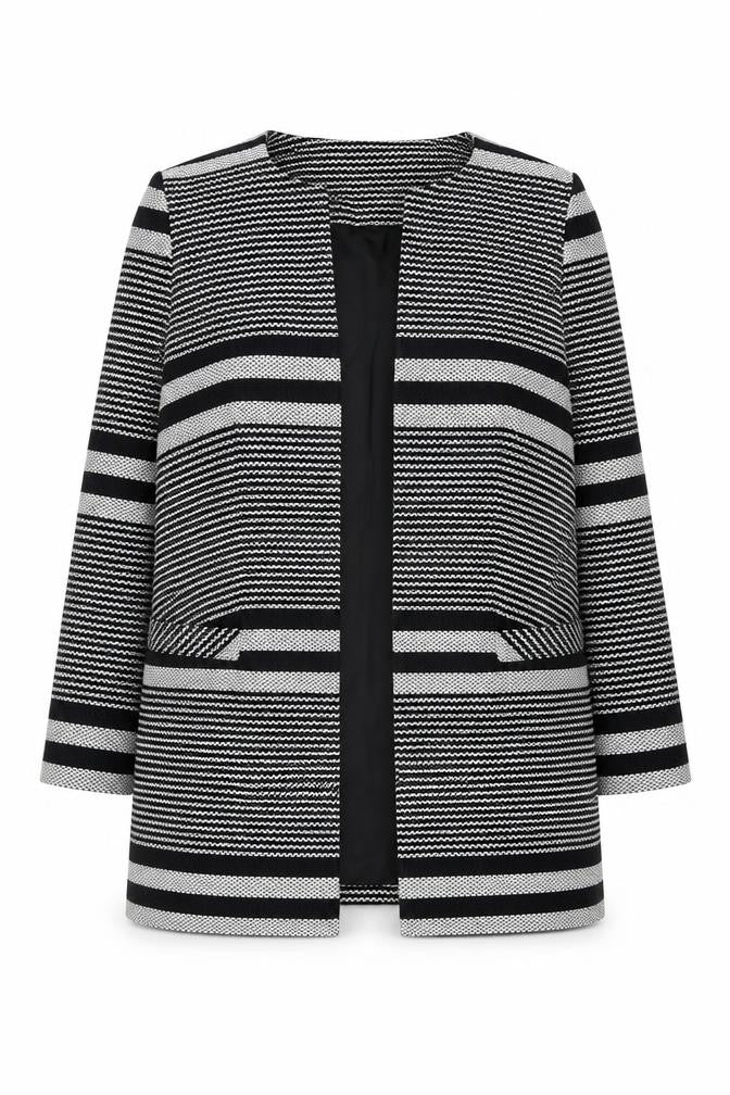 PURE Collection Women's Black Striped Long Coat Size 12