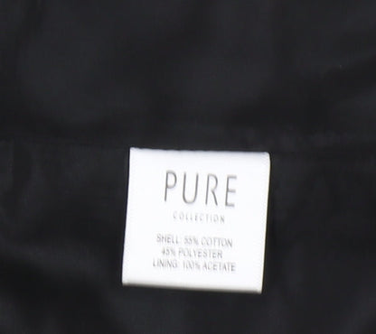 Close-up detail of PURE Collection Women's Black Striped Long Coat, size 12