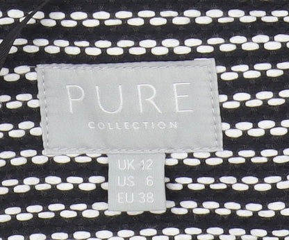 Brand and care label for PURE Collection Women's Black Striped Long Coat, size 12