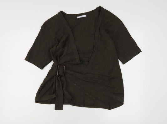 Zara Women's Green Wrap Blouse Size M with Buckle