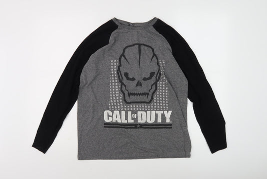 Boys Grey Black Call of Duty Graphic T-Shirt, Size 12