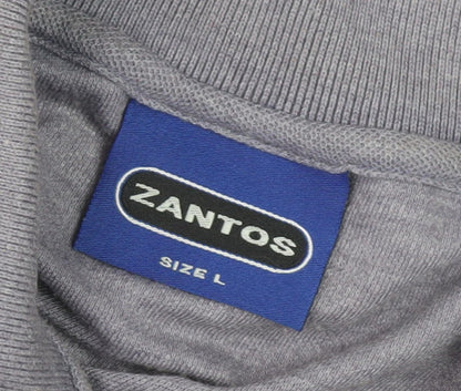 Zantos Men's Grey Short Sleeve Polo - Size L
