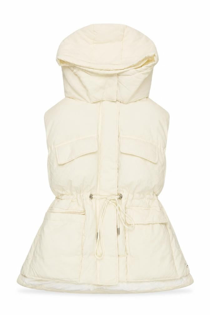DESRAY Women's Ivory Long Parka Size 6 Zip Casual
