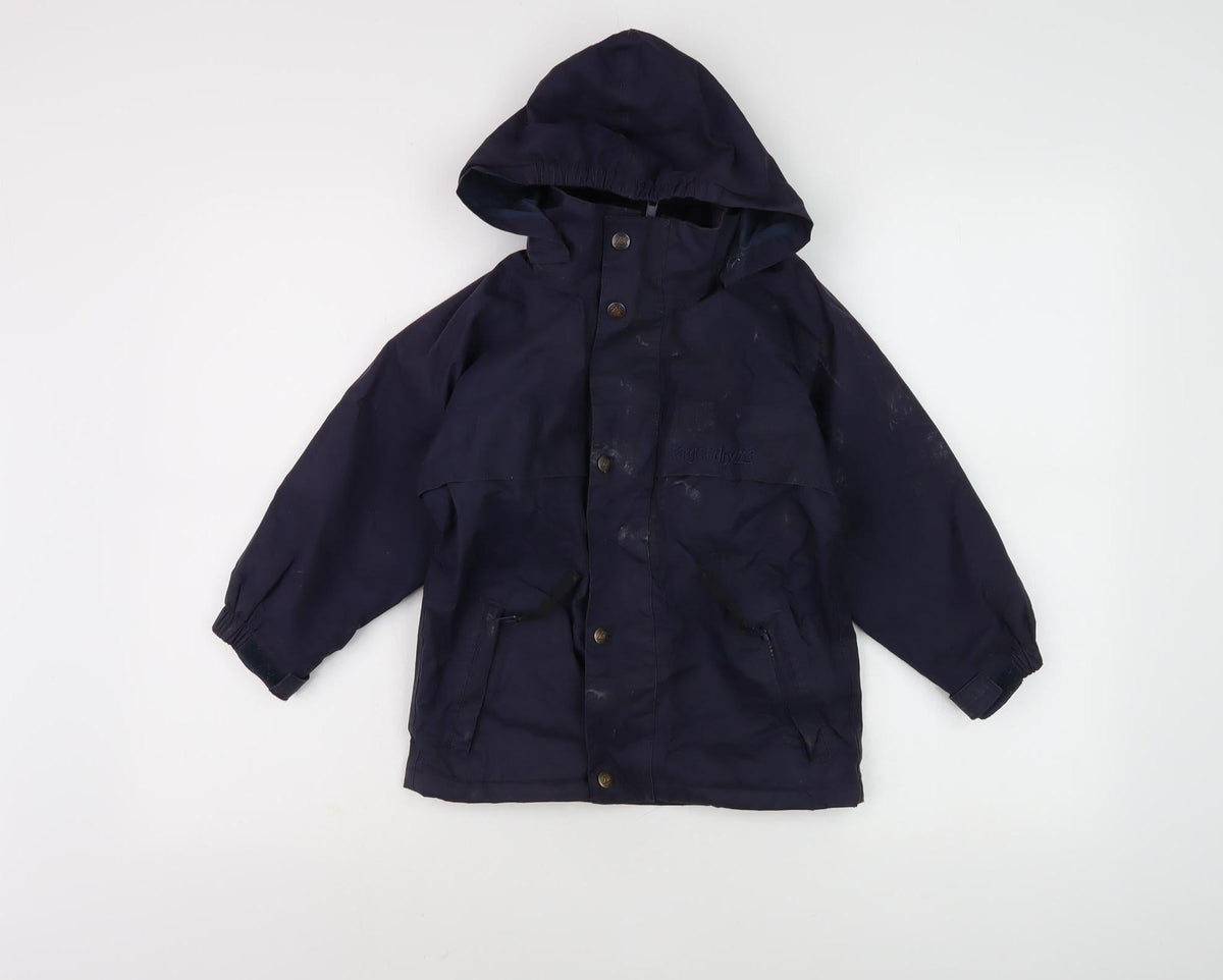 Additional front view of Target Dry boys’ blue waterproof hooded rain coat 3-4 years