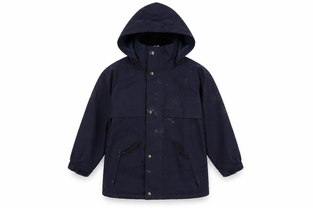 Front view of Target Dry boys’ blue waterproof hooded rain coat 3-4 years