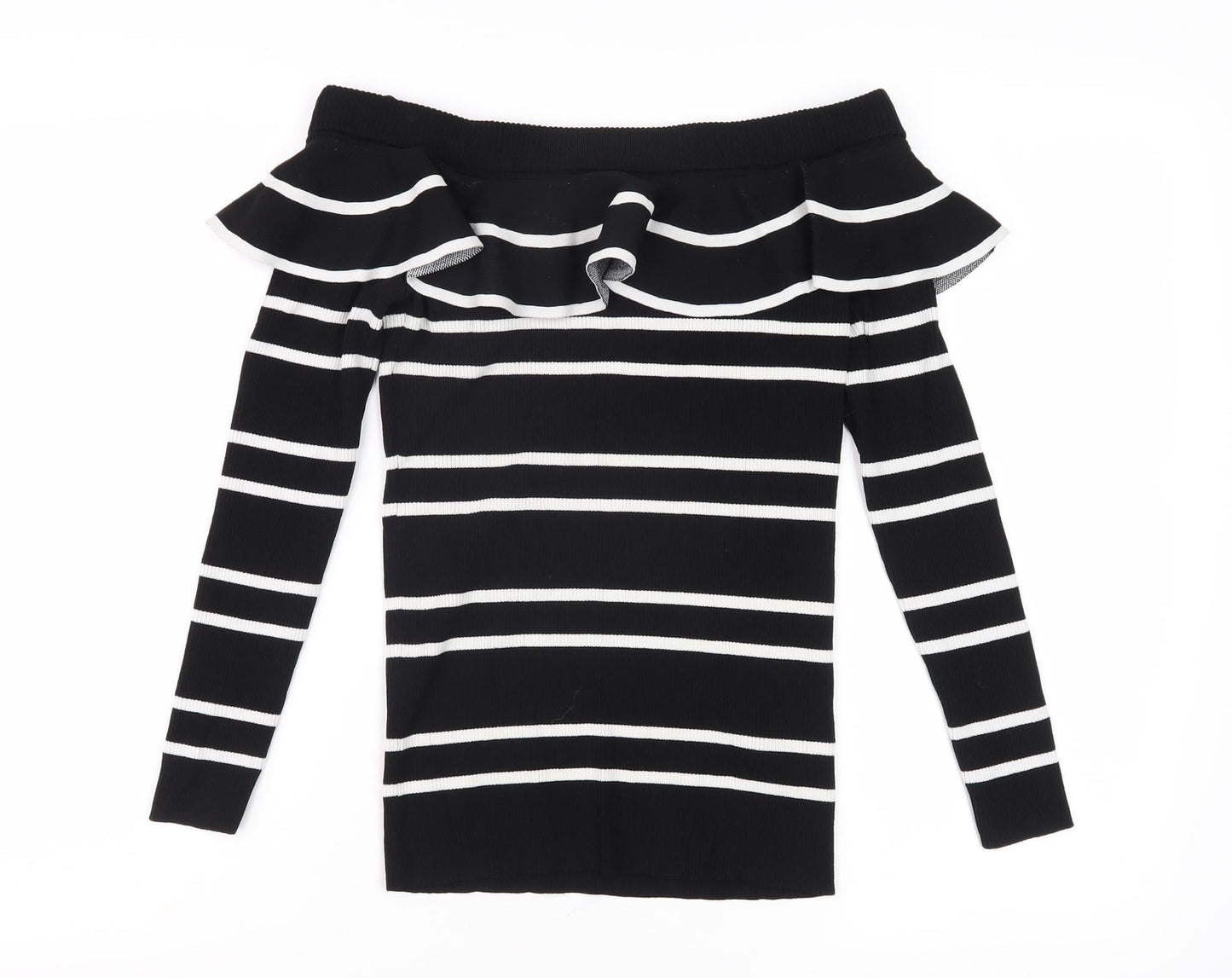 Next Women Black Striped Pullover Jumper Size 16