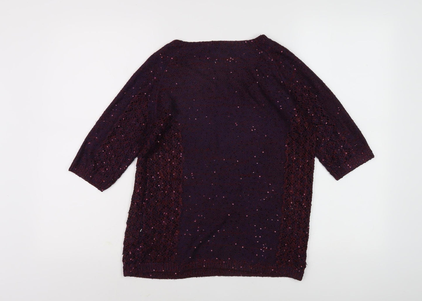 Monsoon Women's Purple Sequined Pullover Jumper S