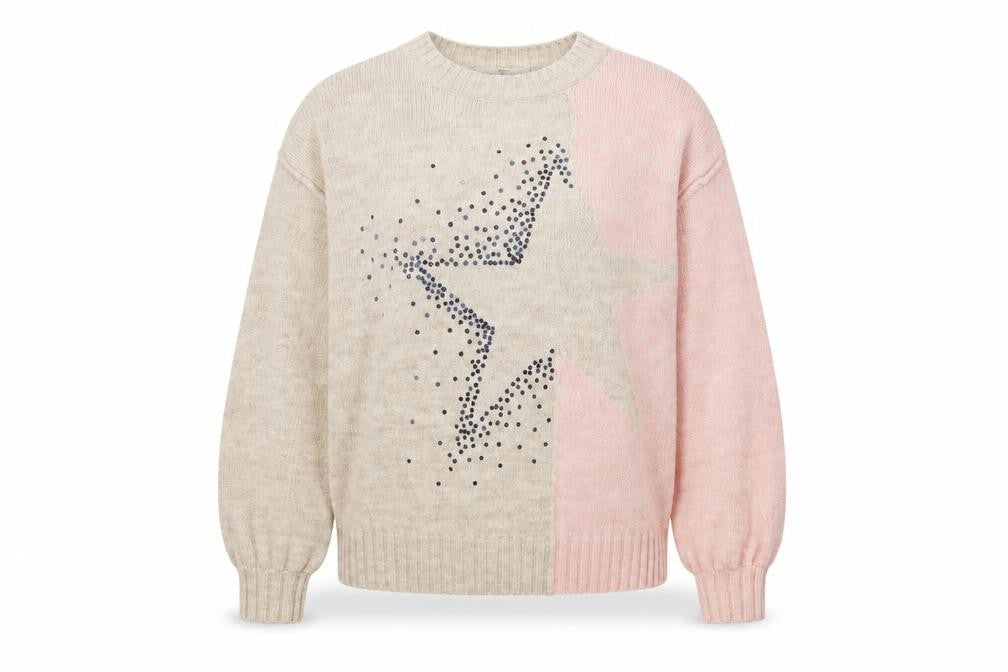 Next Women's Beige Rhinestone Star Jumper M