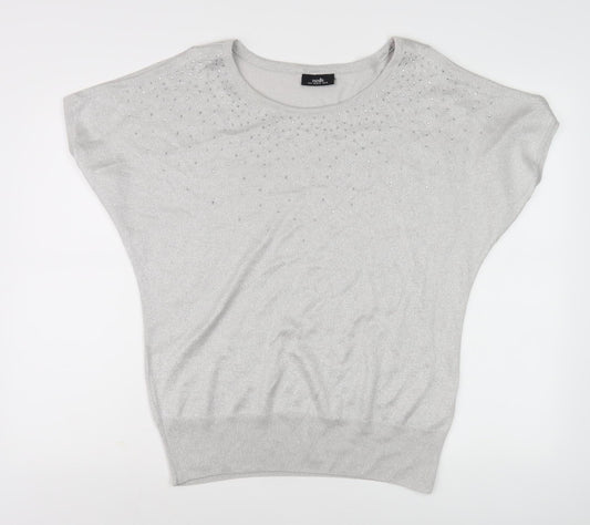 Wallis Women's Grey Pullover Jumper, Crew Neck, Size M