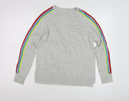 Hush Women’s Grey Rainbow Stripe Crew Neck Pullover XS