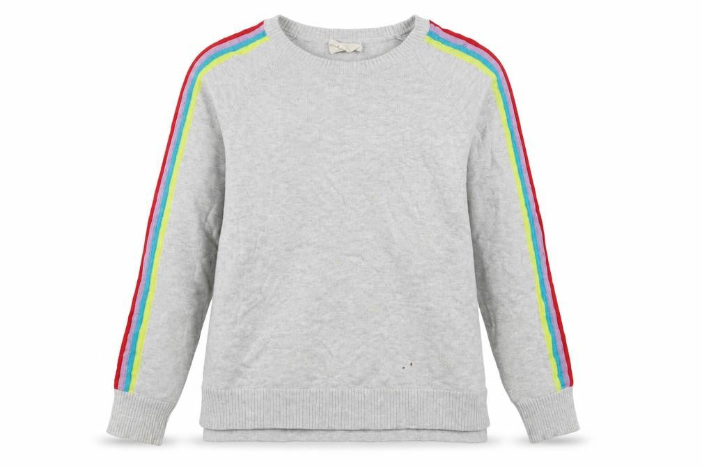 Hush Women’s Grey Rainbow Stripe Crew Neck Pullover XS