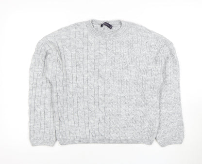 Marks Womens & Spencer Grey Cable-Knit Jumper S