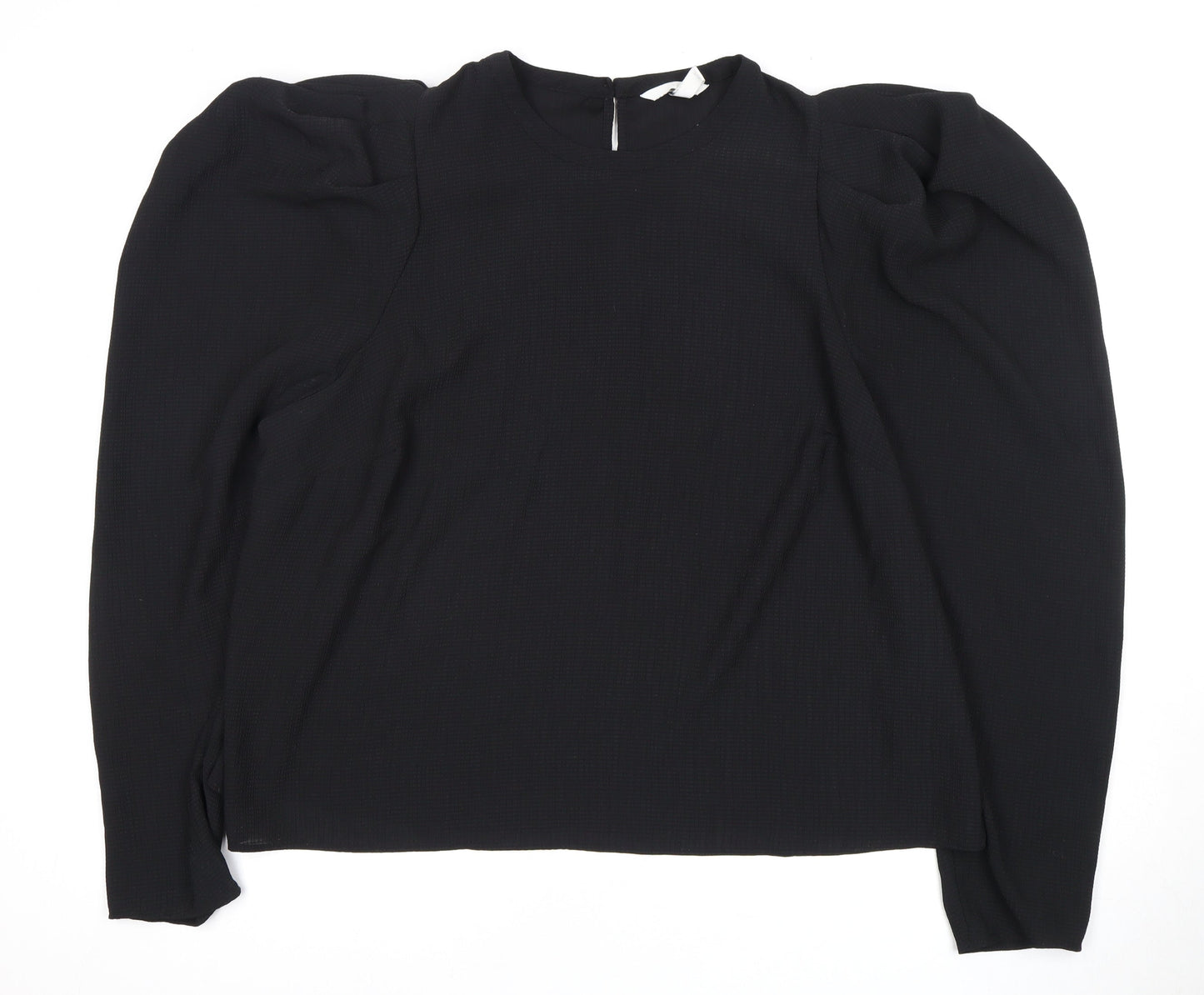 Women's Black XL Puff Sleeve Blouse