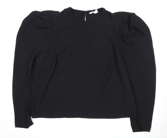 Women's Black XL Puff Sleeve Blouse