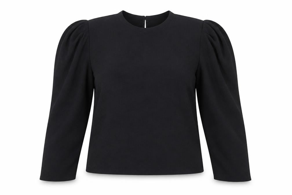 Women's Black XL Puff Sleeve Blouse