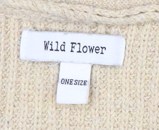 Wild Flower Women Beige Cardigan One Size V-Neck Casual