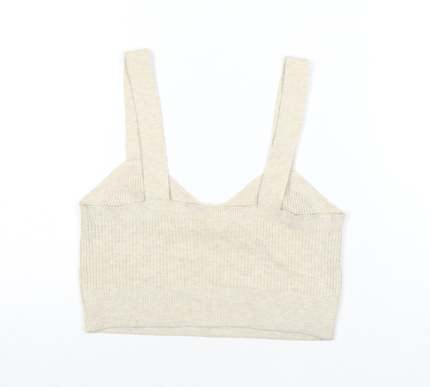 Gilly Hicks Women's Beige Cropped Knit Tank Top