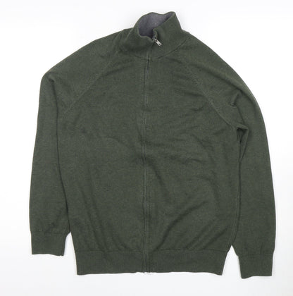 Mango Men's Green Full Zip Sweatshirt - Size S