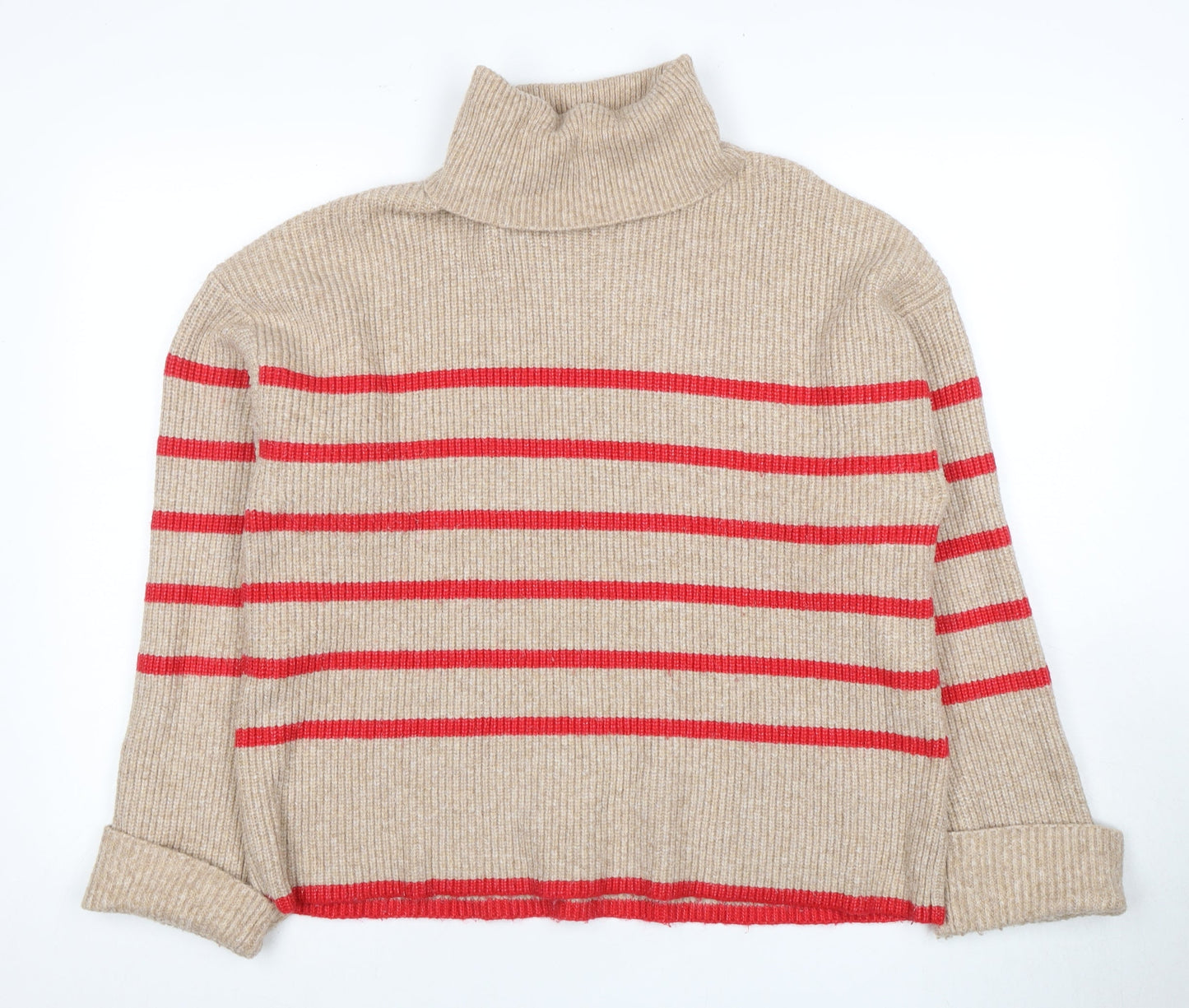 Marks and Spencer Women's Beige Roll Neck Pullover Jumper, Size L