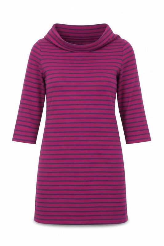 Joules Women’s Purple Striped Cowl Neck Dress