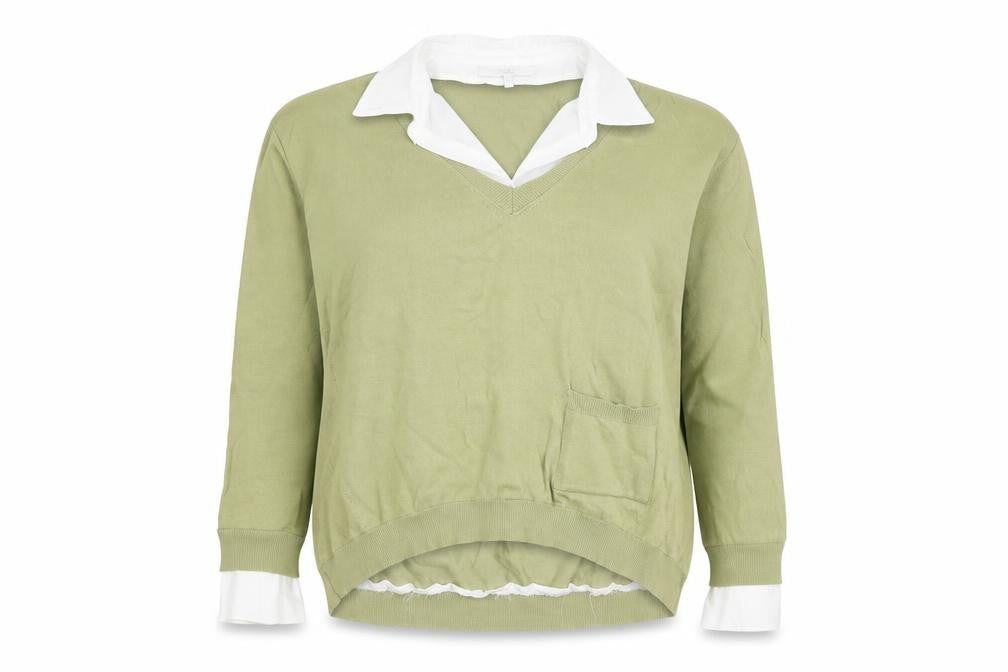 Next Women Green Collared Button-Up Long Sleeve Top