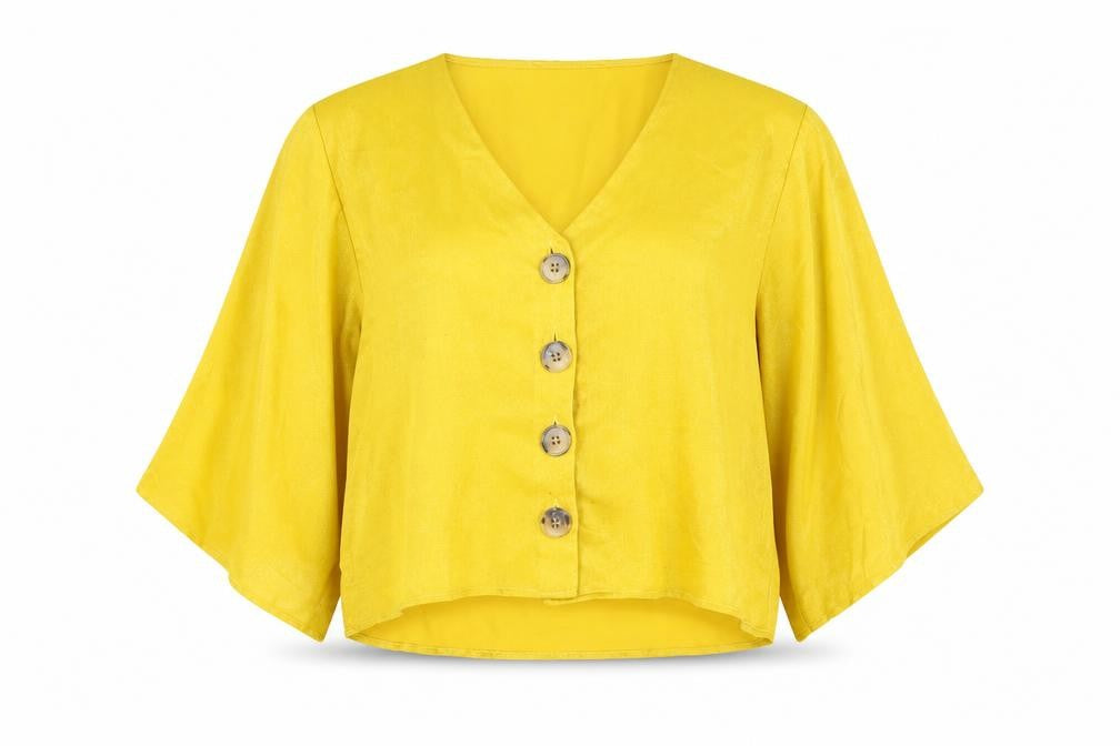 OED London Women's Kimono Sleeve Top Yellow Size 10