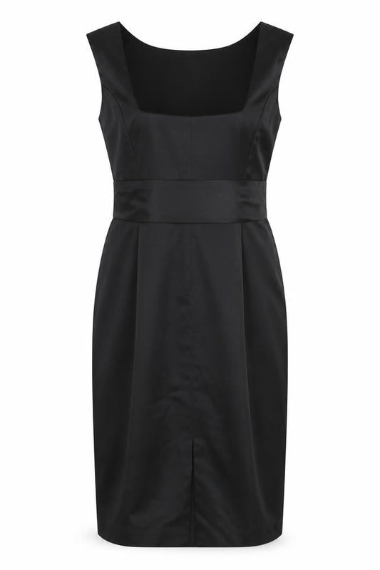 Coast Women's Black Sheath Dress with Bow Belt - Size 10