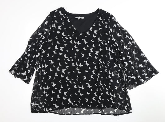 Annabelle Women's Black Butterfly Blouse Size 18