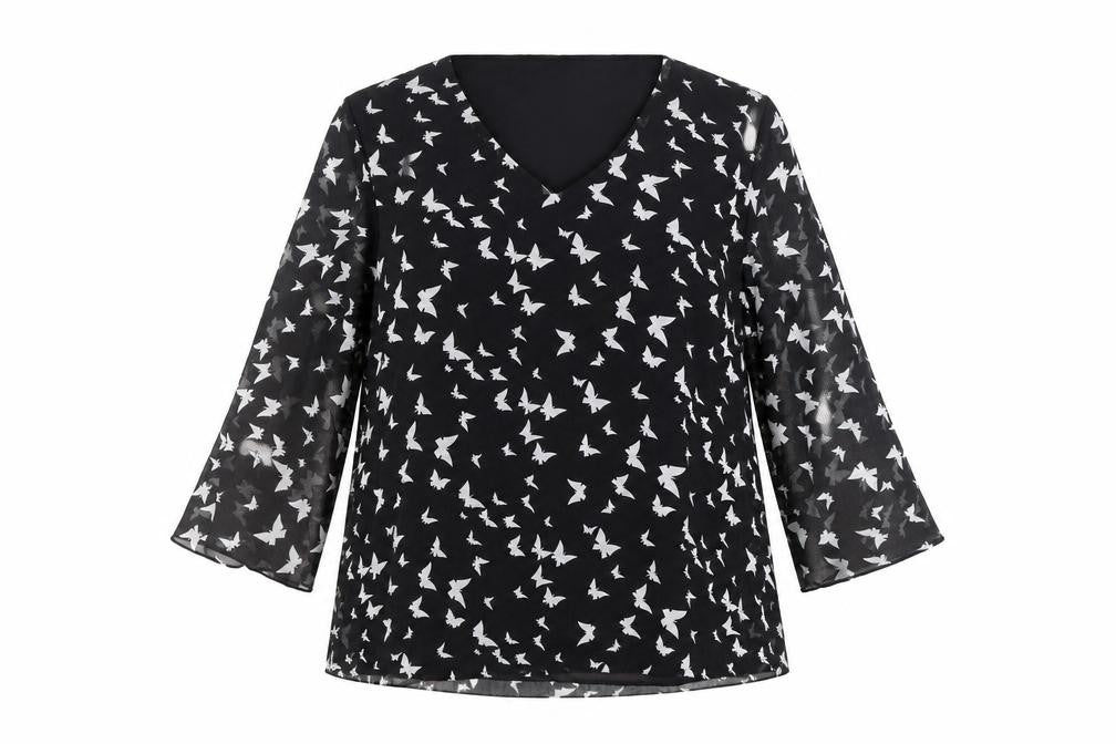Annabelle Women's Black Butterfly Blouse Size 18