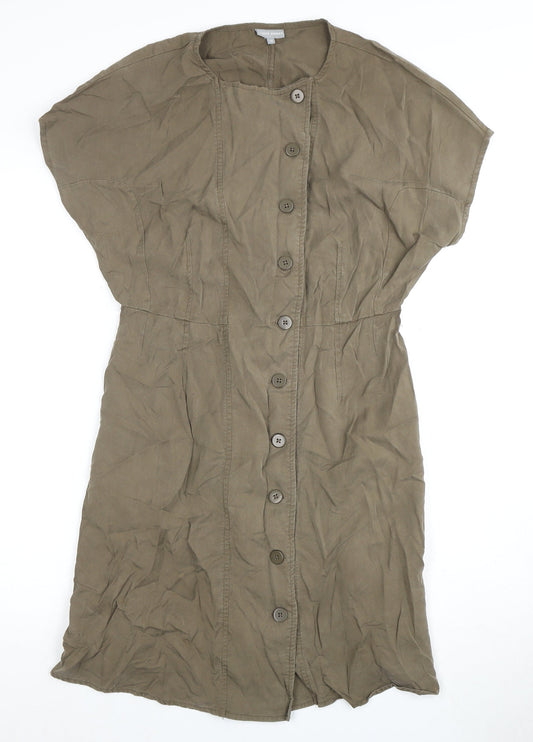 Oliver Bonas Women's Brown Button Dress Size 10