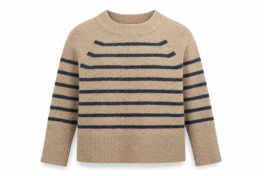 Next Women Beige Striped Wool Pullover Jumper M