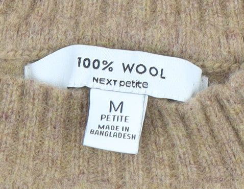 Next Women Beige Striped Wool Pullover Jumper M