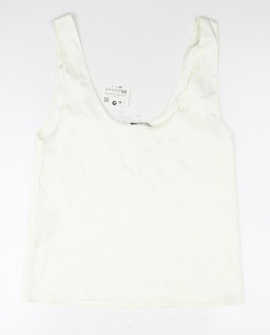Zara Women's XS White Scoop Neck Tank Top
