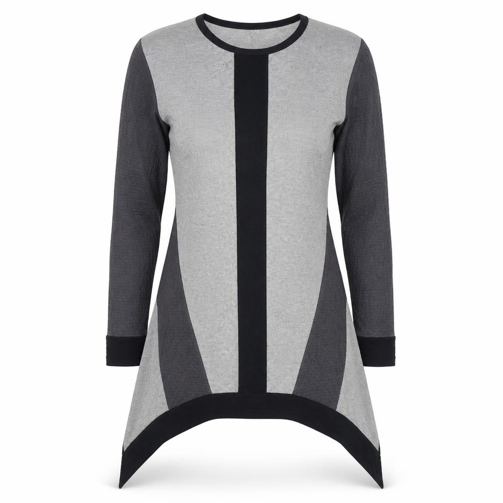 Orientique Women's Asymmetric Grey Long Sleeve Dress XS