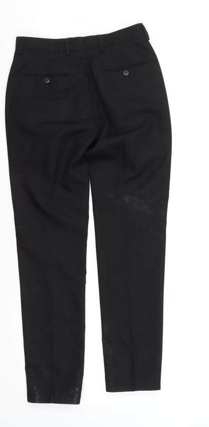 Moss London Men's Black Regular Fit Trousers