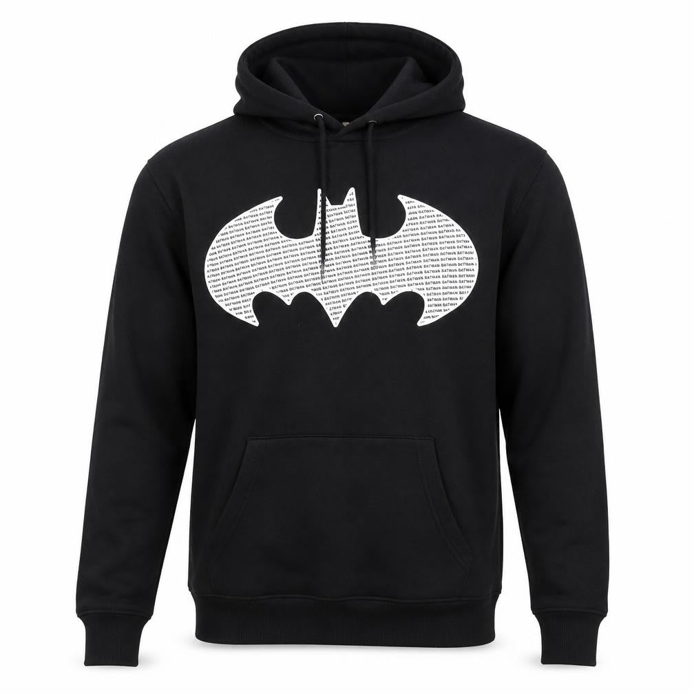 Batman Logo Black Hoodie, XS Unisex Pullover, Comic Style