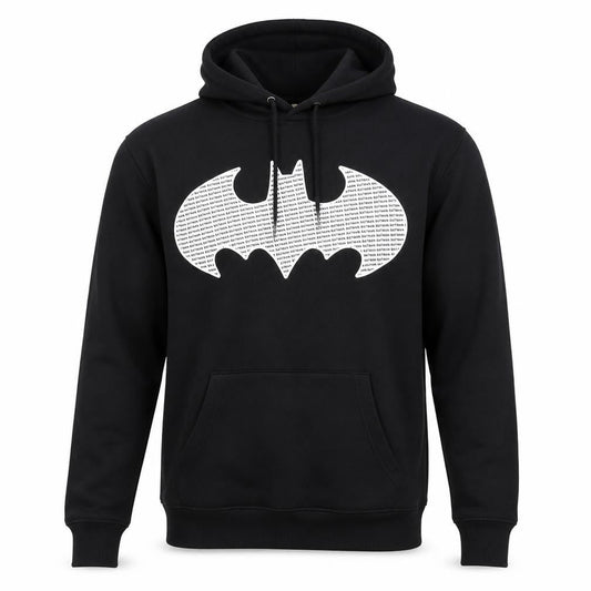 Batman Logo Black Hoodie, XS Unisex Pullover, Comic Style