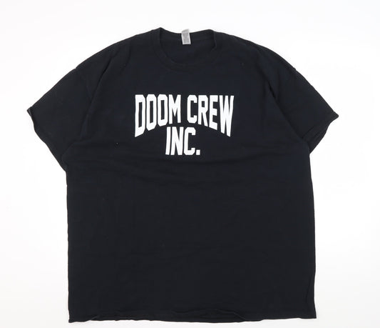 Gildan Men's Black Doom Crew Inc. Graphic T-Shirt 2XL