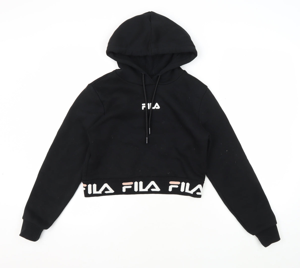 Additional front view of Fila girls’ black logo pullover hoodie 3xs