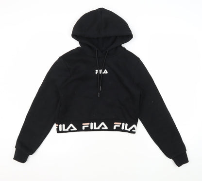 Additional front view of Fila girls’ black logo pullover hoodie 3xs