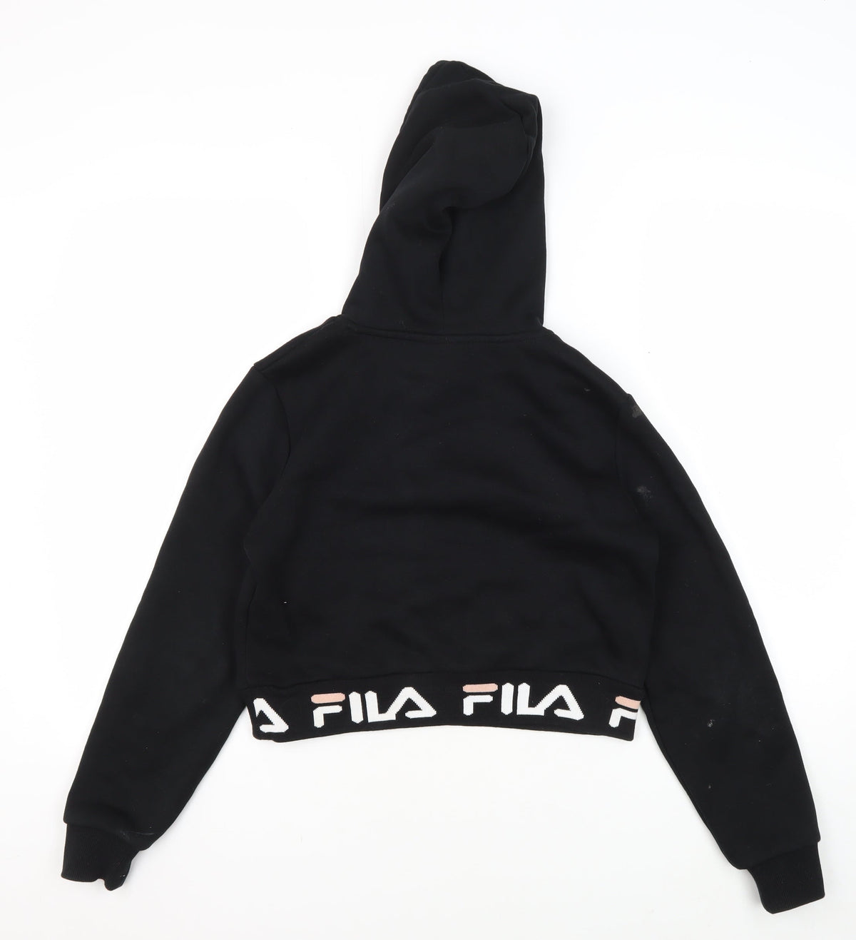 Back view of Fila girls’ black logo pullover hoodie 3xs
