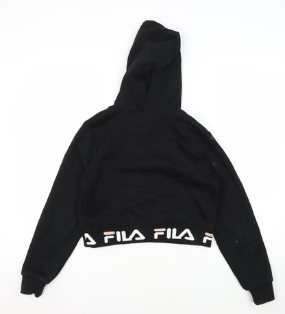 Back view of Fila girls’ black logo pullover hoodie 3xs
