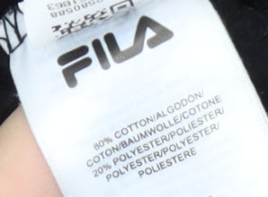 Brand and care label for Fila girls’ black logo pullover hoodie 3xs
