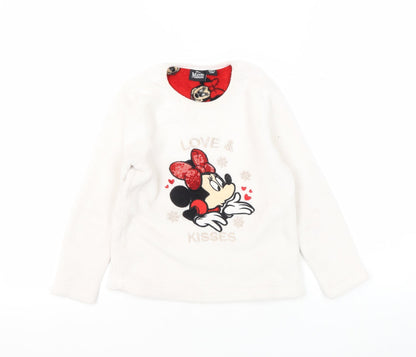 Disney Girls White Minnie Mouse Fleece Pyjama Top 6-7 Years