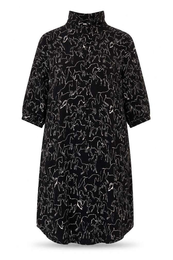Whistles Women's Black Animal Print Shirt Dress S