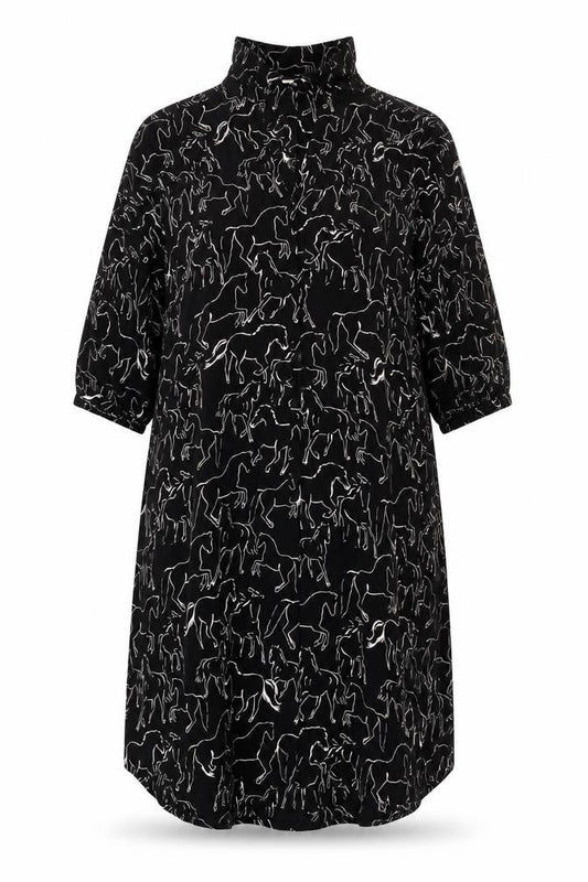 Whistles Women's Black Animal Print Shirt Dress S