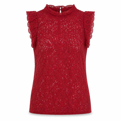 Oasis Womens Red Lace Sleeveless Blouse Size S