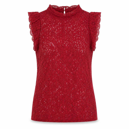Oasis Womens Red Lace Sleeveless Blouse Size S