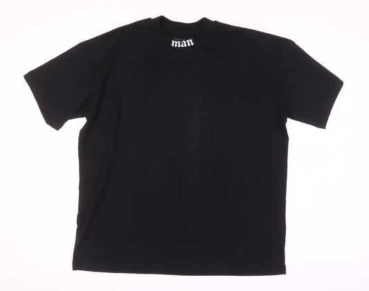 boohooMAN Black Crew Neck Men's T-Shirt, Size S