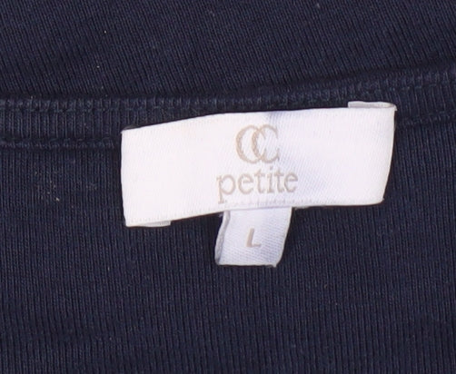 CC Women's Petite Blue Square Neck T-Shirt L